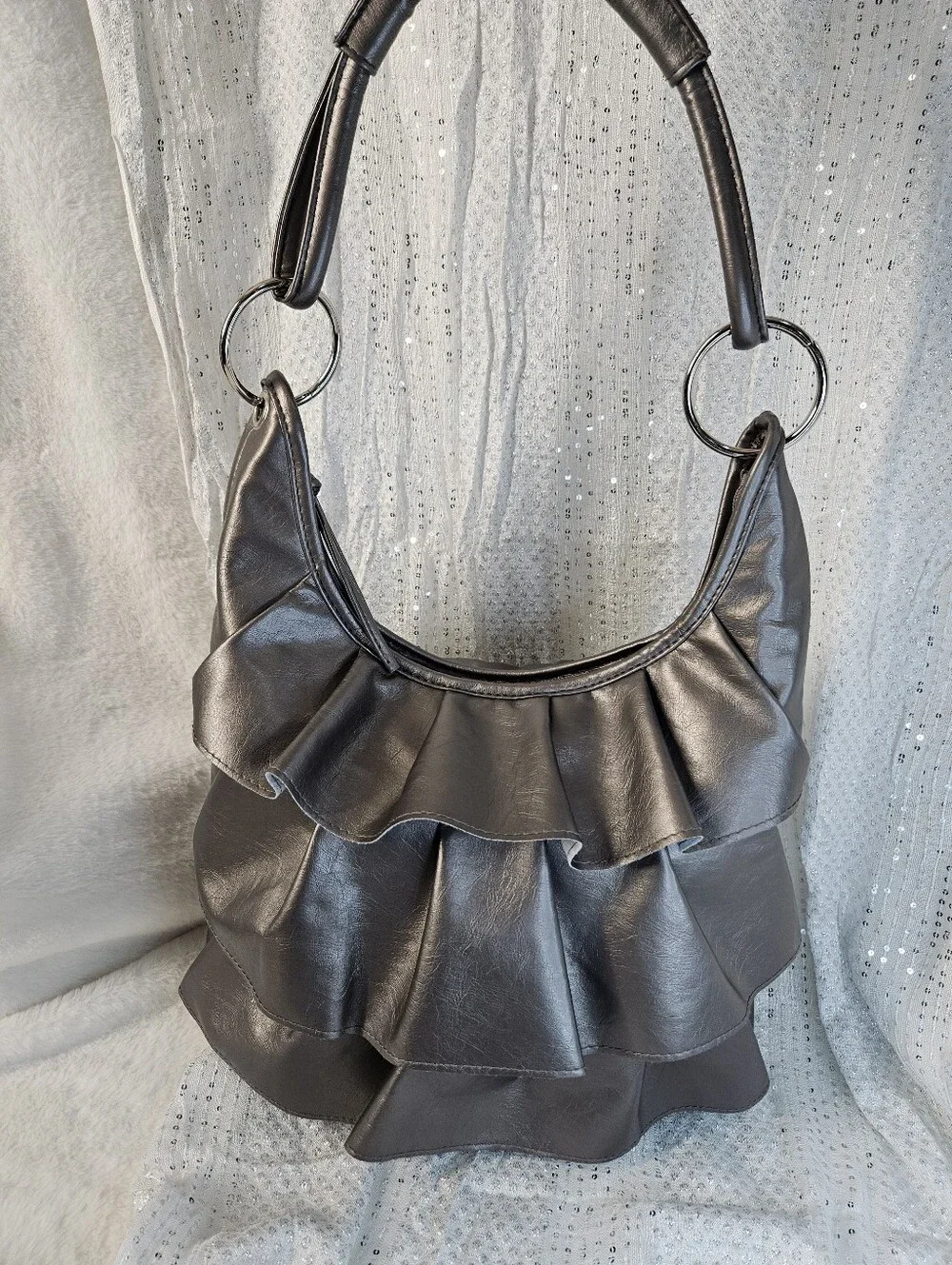 Y2K Style Ruffle Hobo Shoulder Bag NWOT